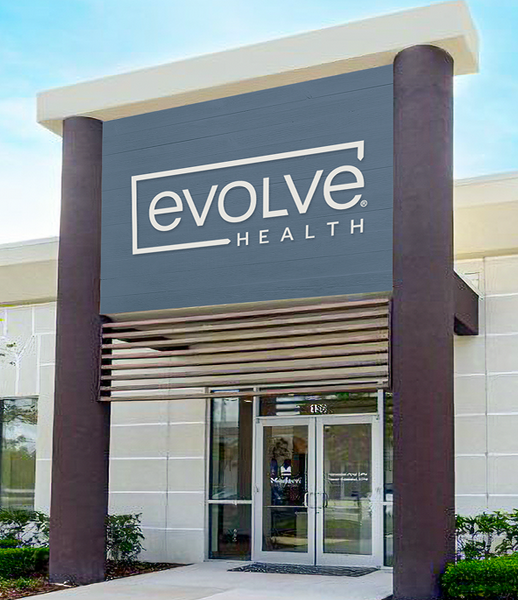 Front exterior of Evolve Health clinic showcasing modern design and welcoming entrance at one of our Florida and Texas podiatry and physical therapy locations.