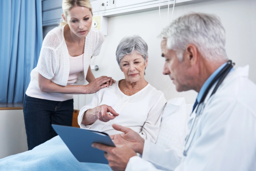 Patient consults podiatrist about Medicare podiatry coverage and treatment options